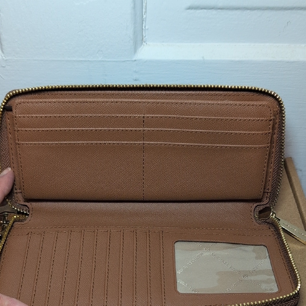 Michael Kors Brown Leather Wallet with Gold-Tone Accents - Picture 2 of 4